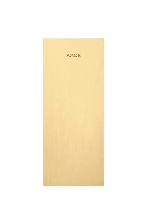 Platte in gebürsteter Gold-Optik von AXOR, rechteckig mit mattem Finish und klarer Oberflächenstruktur, auf weißem Hintergrund.